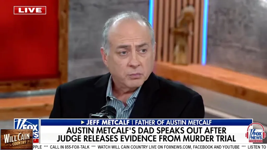 Jeff Metcalf, father of Austin Metcalf, speaking on Fox News.