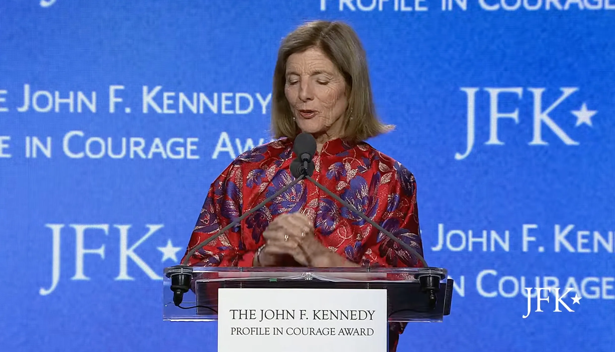 Caroline Kennedy speaking at The John F. Kennedy Profile in Courage Award.