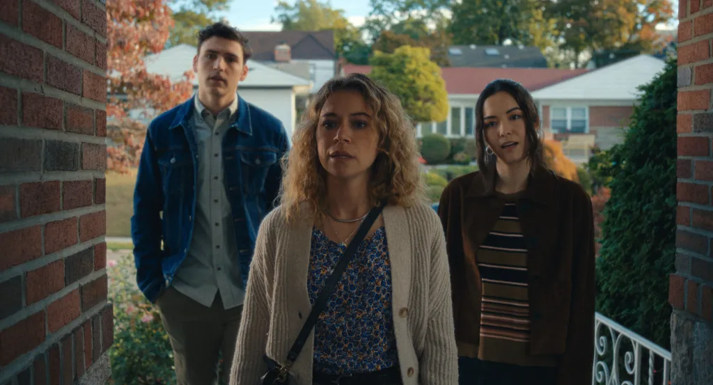 Charlie Hall, Tatiana Maslany, and Kiarra Hamagami Goldberg from the show "Maximum Pleasure Guaranteed."
