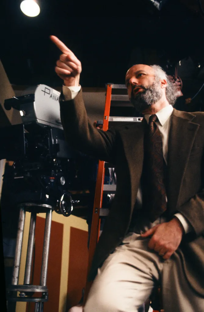 Director James Burrows points on set of "Cheers."