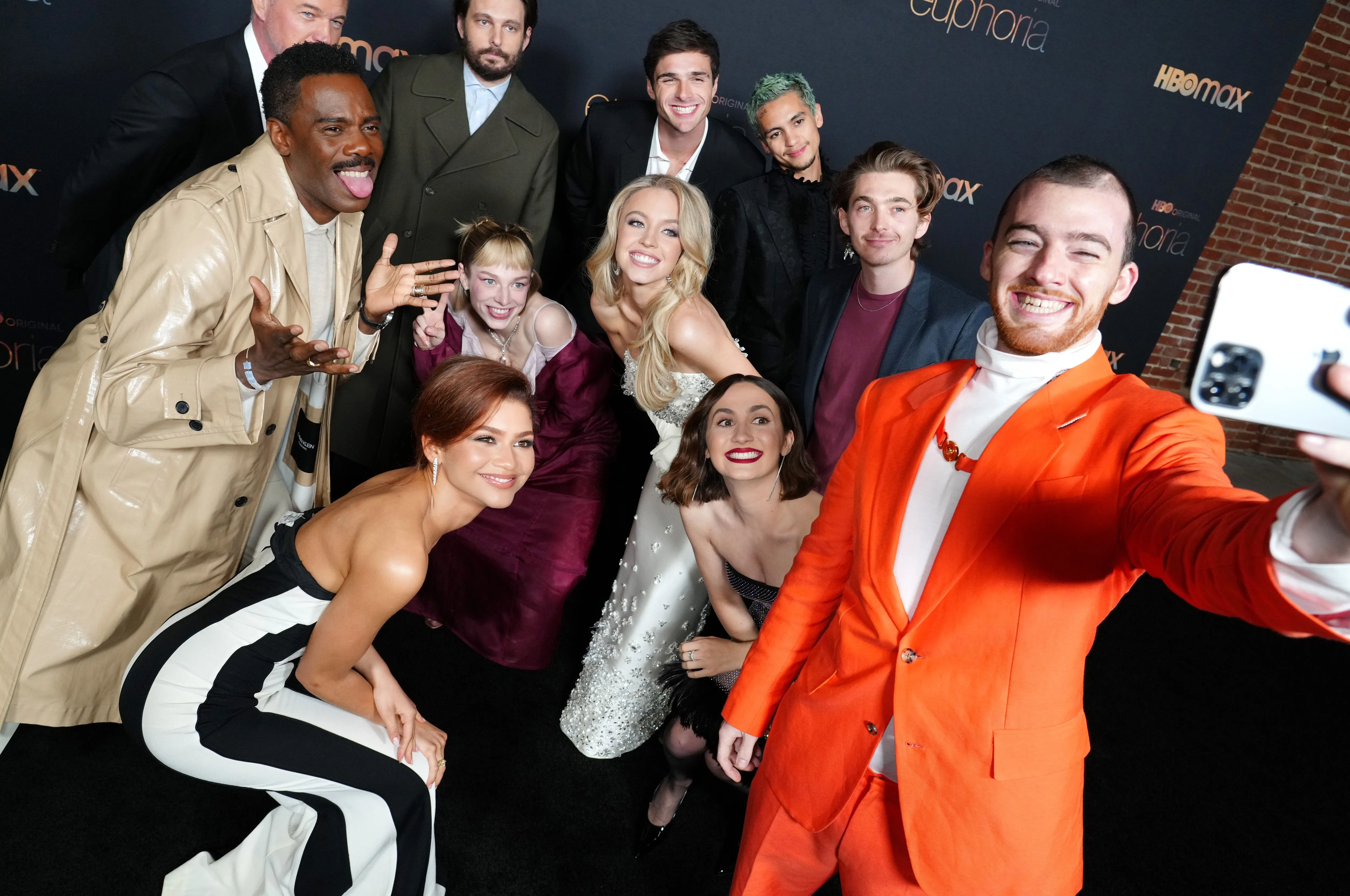 Cast members of Euphoria pose for a group photo at the HBO Euphoria Season 2 Photo Call.