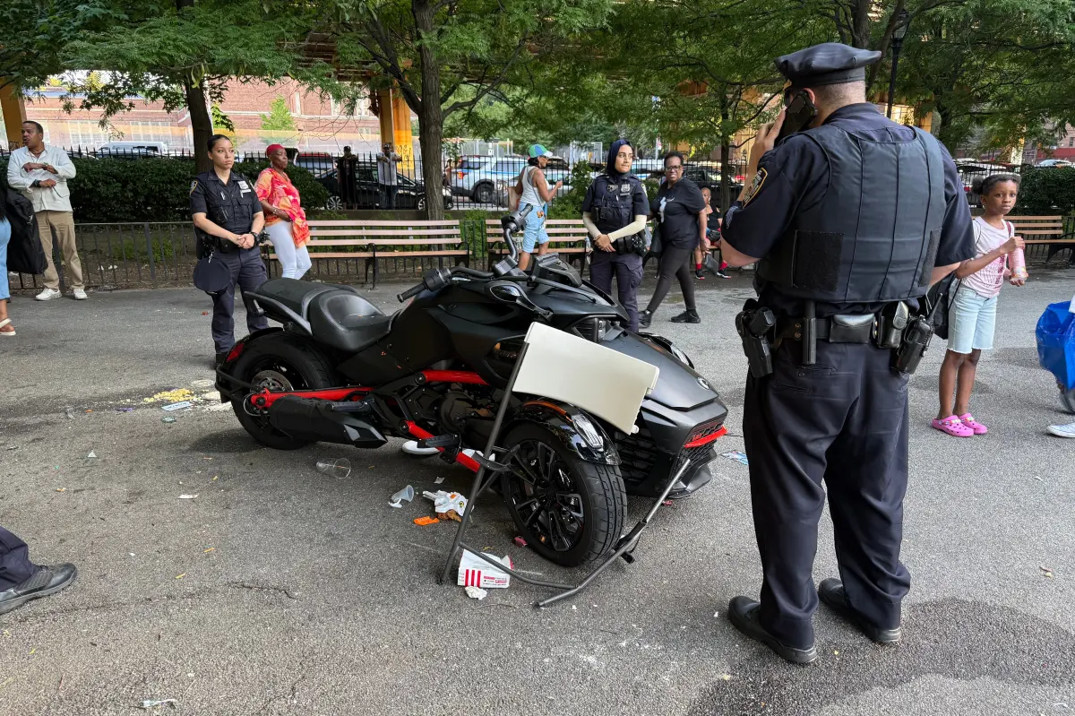 Woman on motorcycle plows through NYC park, mowing down 9 pedestrians in her path