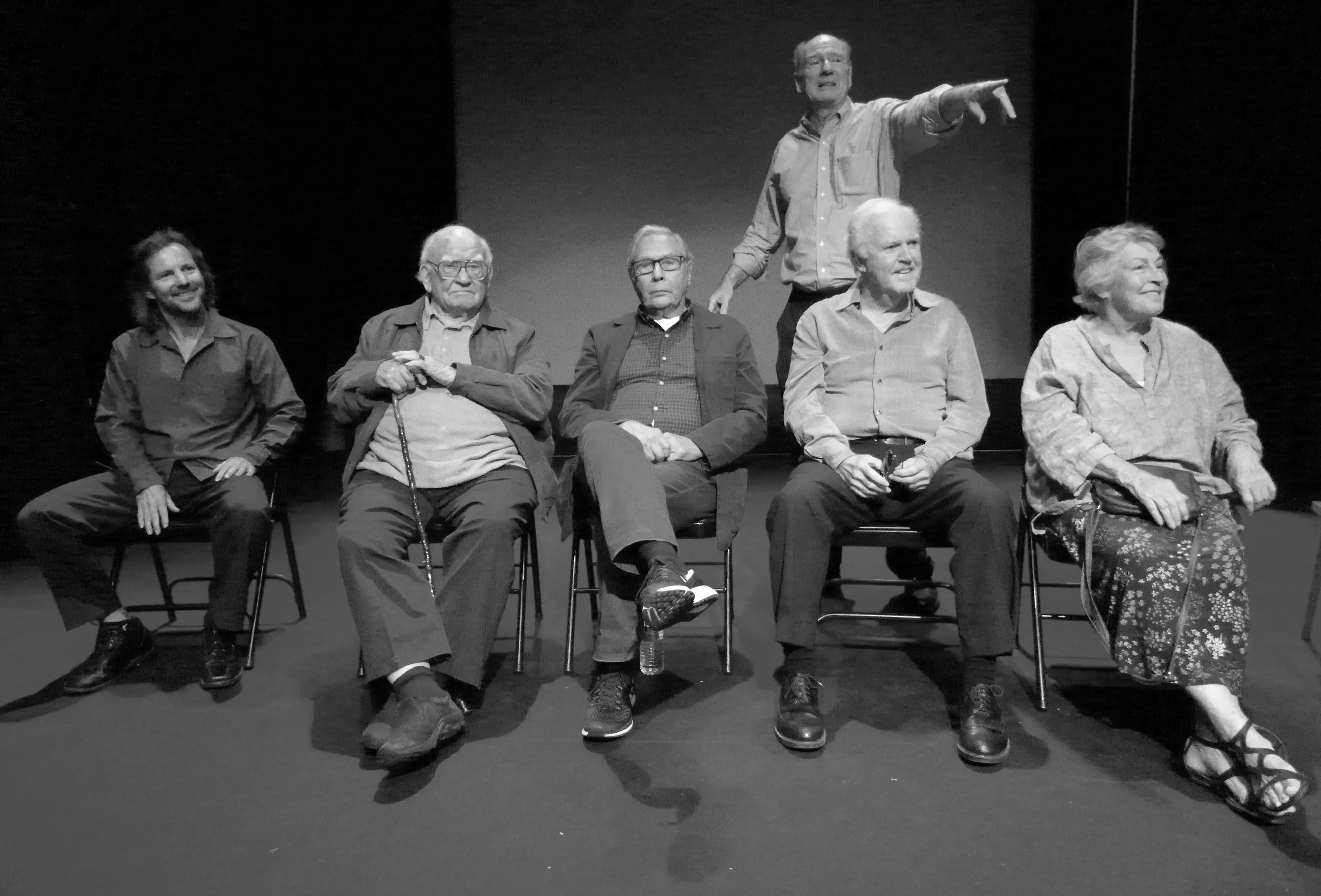 Ed Asner and cast members David Lockhart, Mark Rydell, Brian Connors, James Handy, and Helen Reddy at the Whitefire Theatre.
