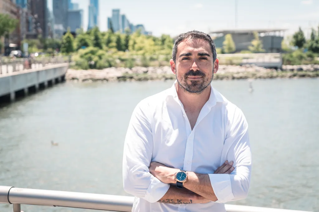 Marley Dominguez, a hotelier, standing by the water in Manhattan's Meatpacking District.