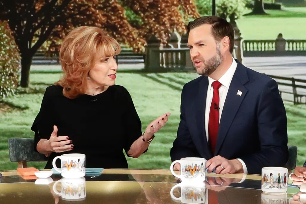 Joy Behar and JD Vance during an appearance on "The View"