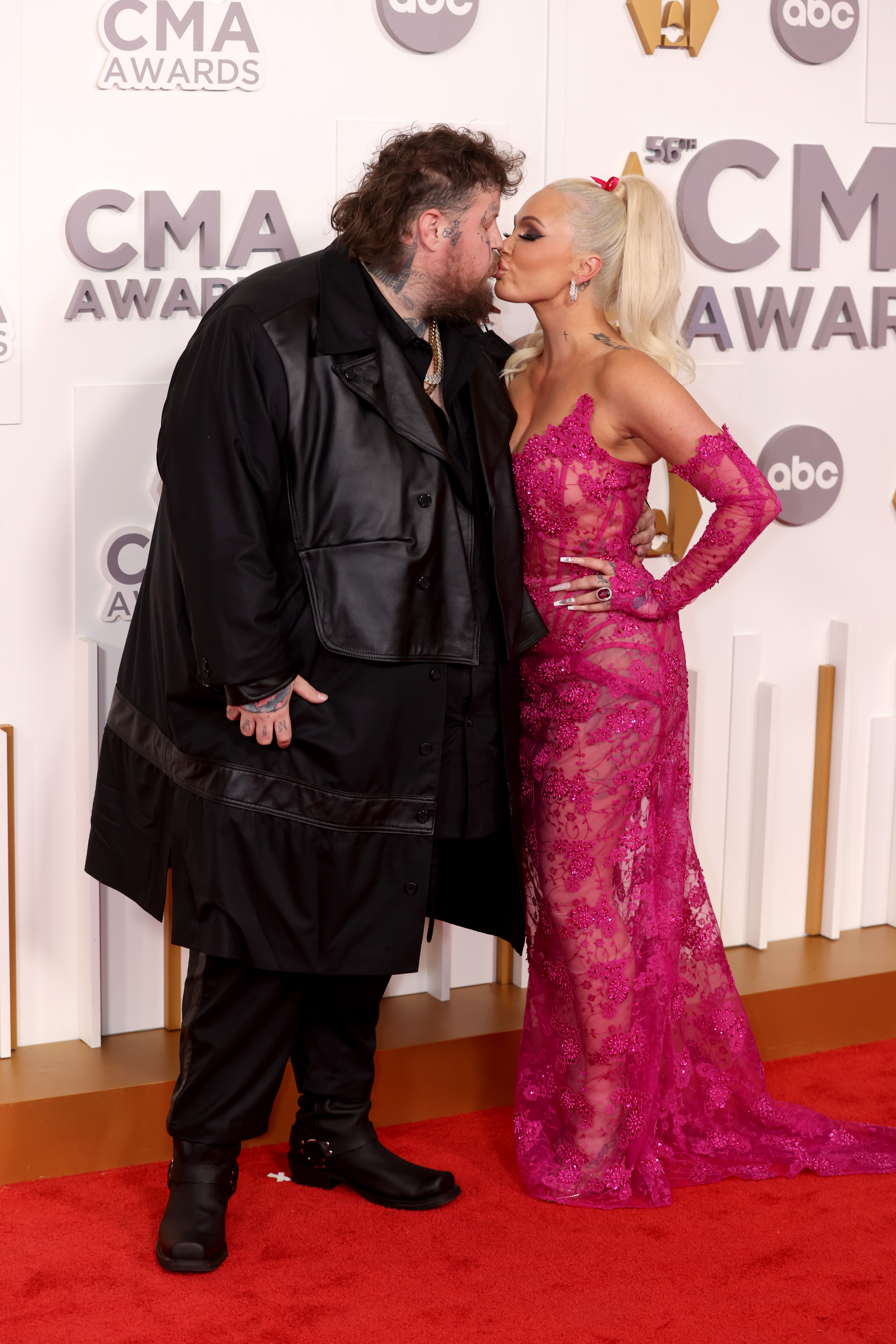 Jelly Roll and Bunnie Xo attend The 56th Annual CMA Awards at Bridgestone Arena on November 09, 2022 in Nashville, Tennessee