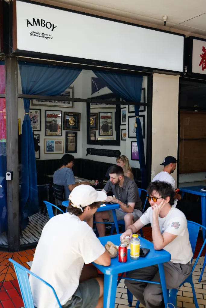 People dine at Amboy Quality Meats & Delicious Burgers.