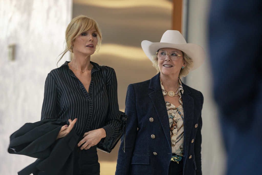 Kelly Reilly as Beth Dutton and Annette Bening as Beulah Jackson in Dutton Ranch.