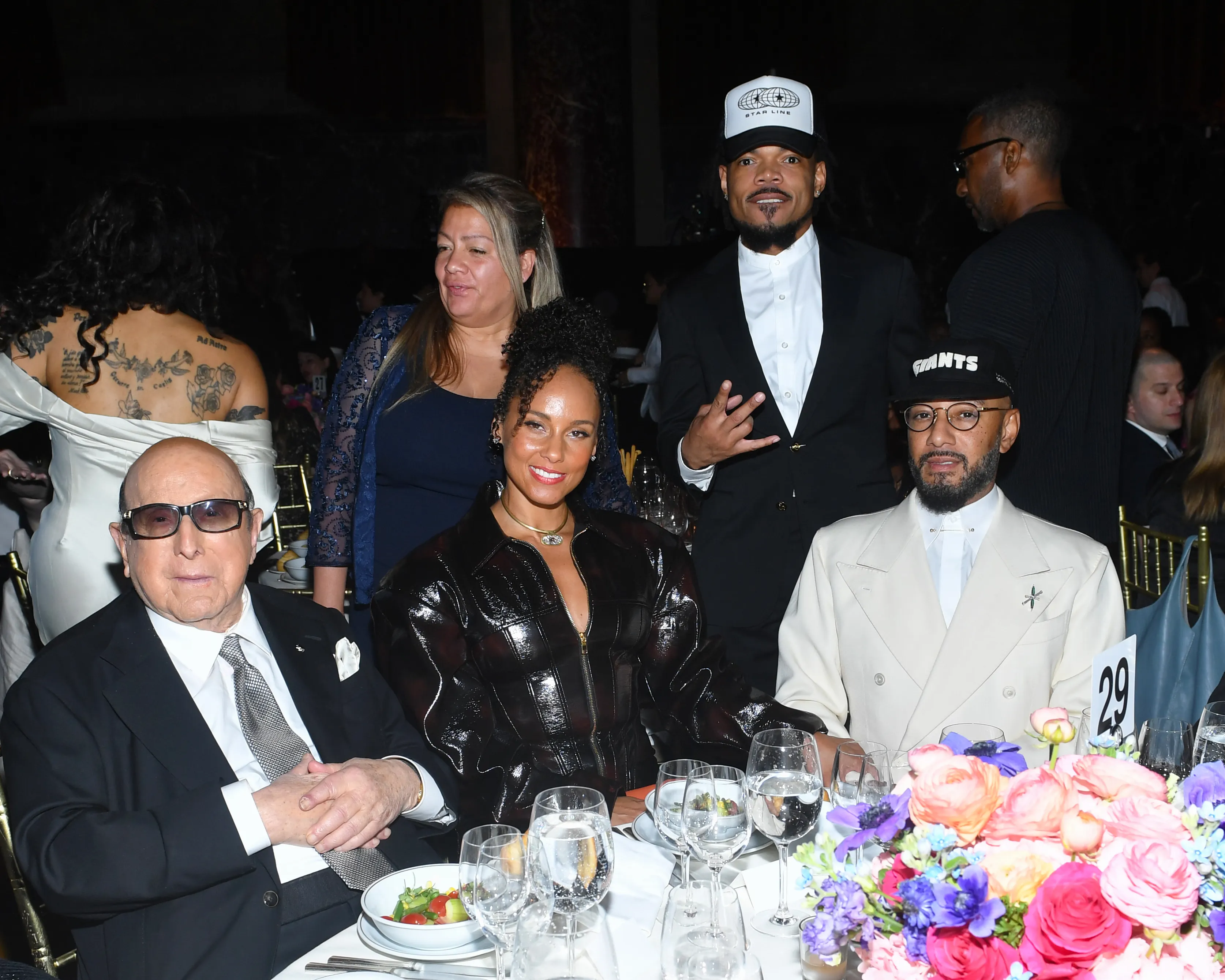 Clive Davis, Alicia Keys, Chance The Rapper and Swizz Beatz attend The Gordon Parks Foundation Awards Dinner and Auction.