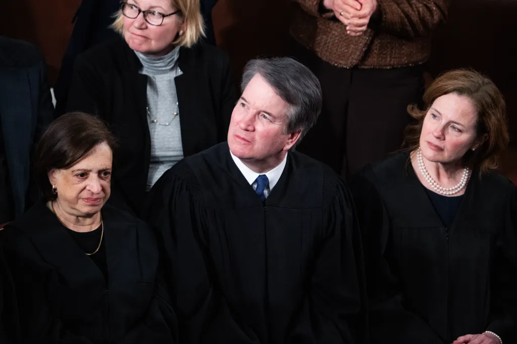 Supreme Court Justices Elena Kagan, Brett Kavanaugh, and Amy Coney Barrett attend the State of the Union address.