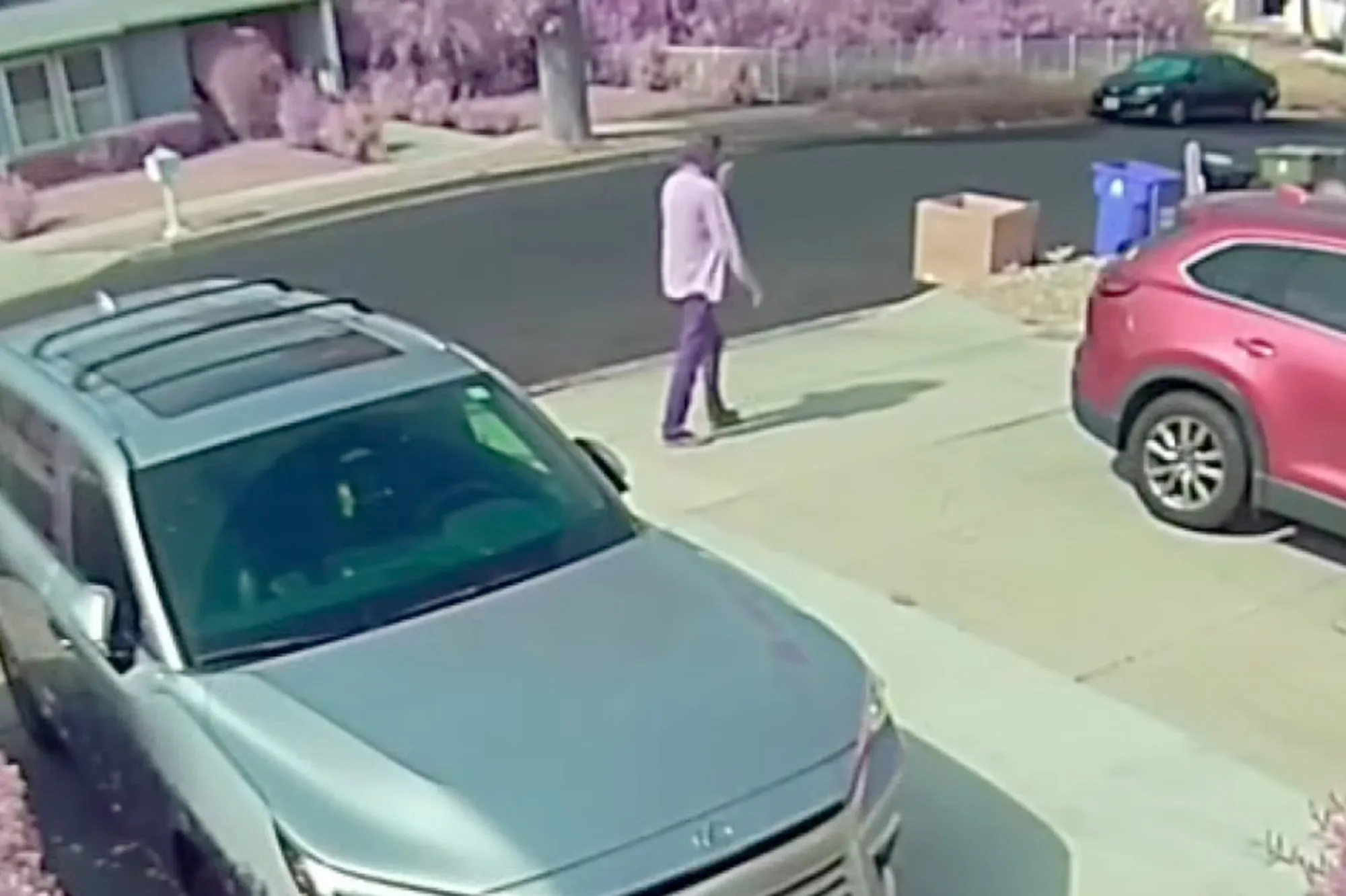 Surveillance footage shows James Handy’s girlfriend’s son, Michael Gledhill, walking away from the scene of the crime.