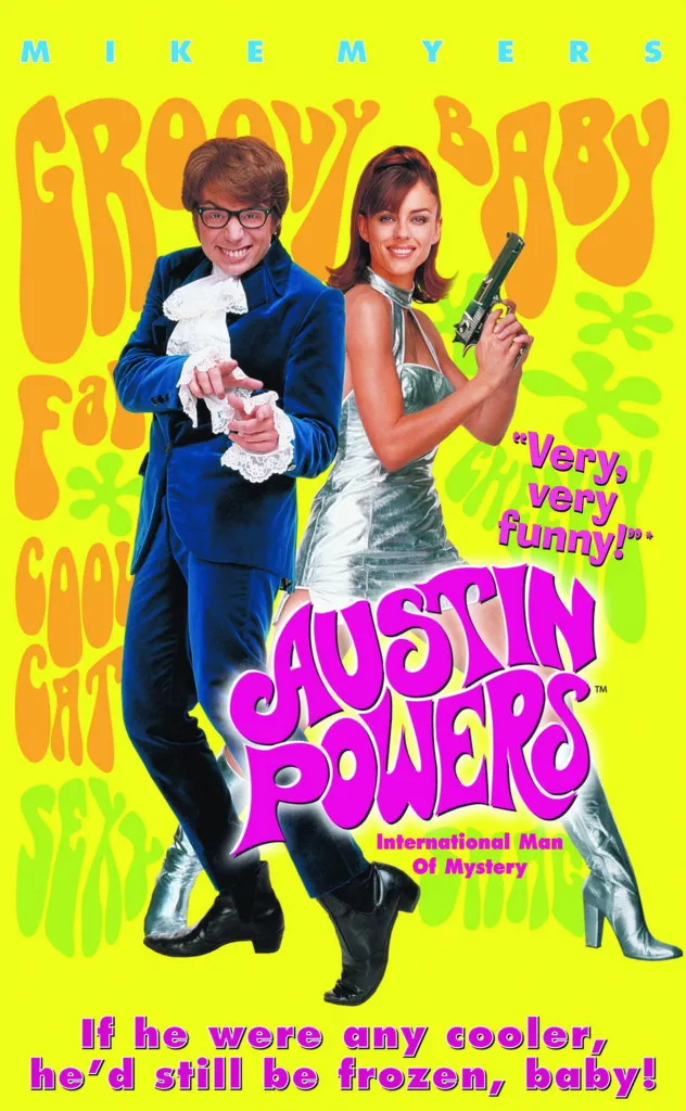 Poster art for Austin Powers: International Man of Mystery, featuring Mike Myers and Elizabeth Hurley.