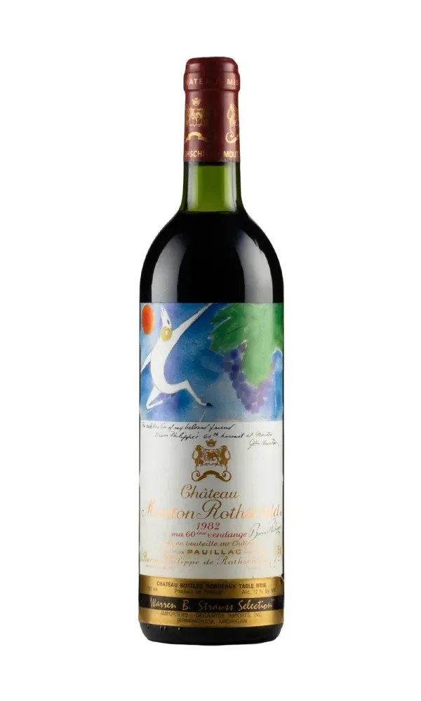 Mouton Rothschild 1982 wine bottle.