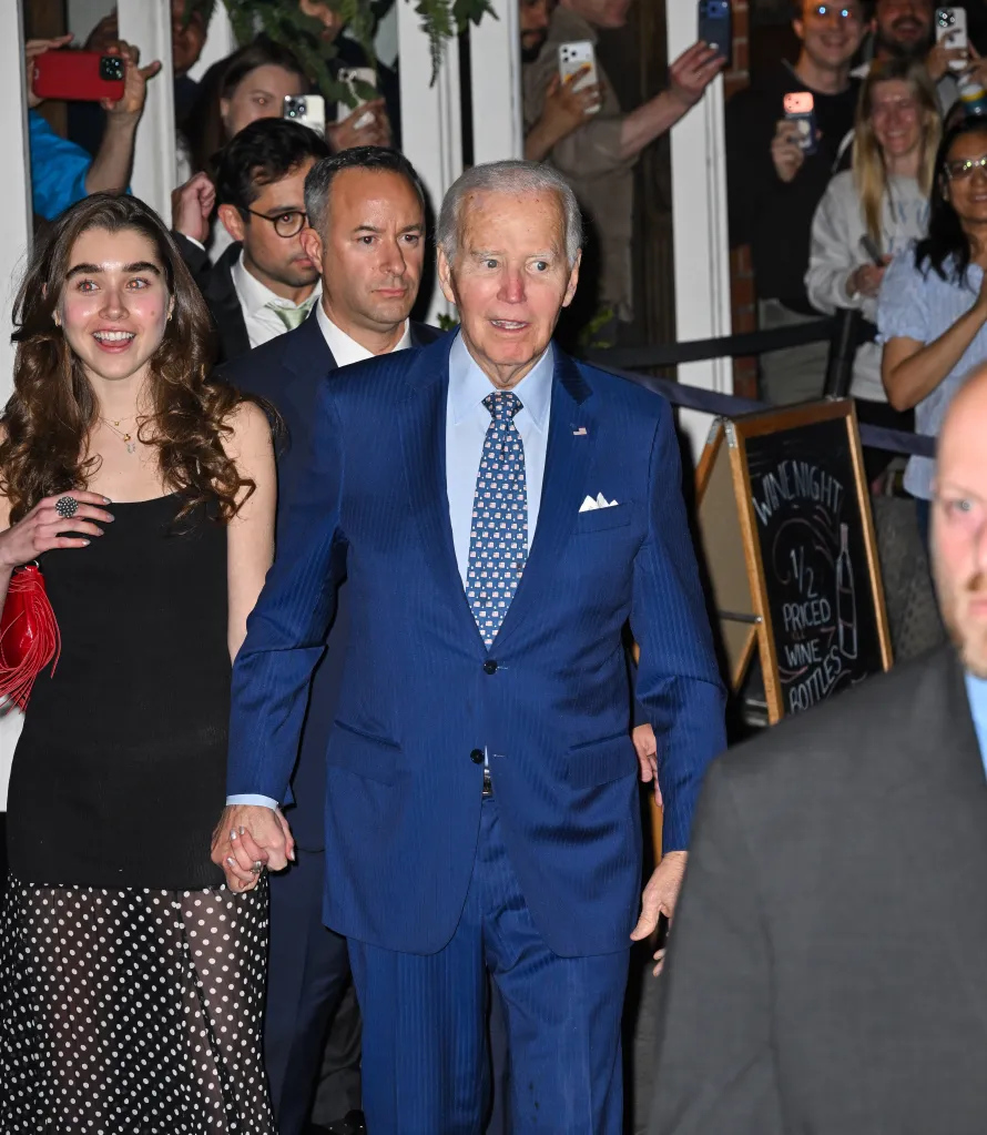 Natalie Biden and former U.S. President Joe Biden holding hands and leaving Fumo Upper East Side.