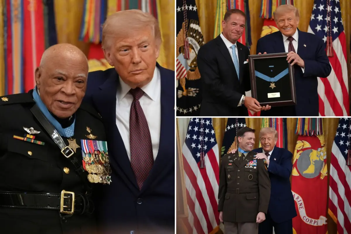 Trump honors 3 war heroes at White House ceremony, helps 88-year-old Vietnam vet receive his medal