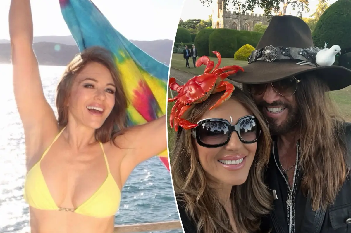 Elizabeth Hurley wows in daring yellow string bikini as she celebrates her 61st birthday