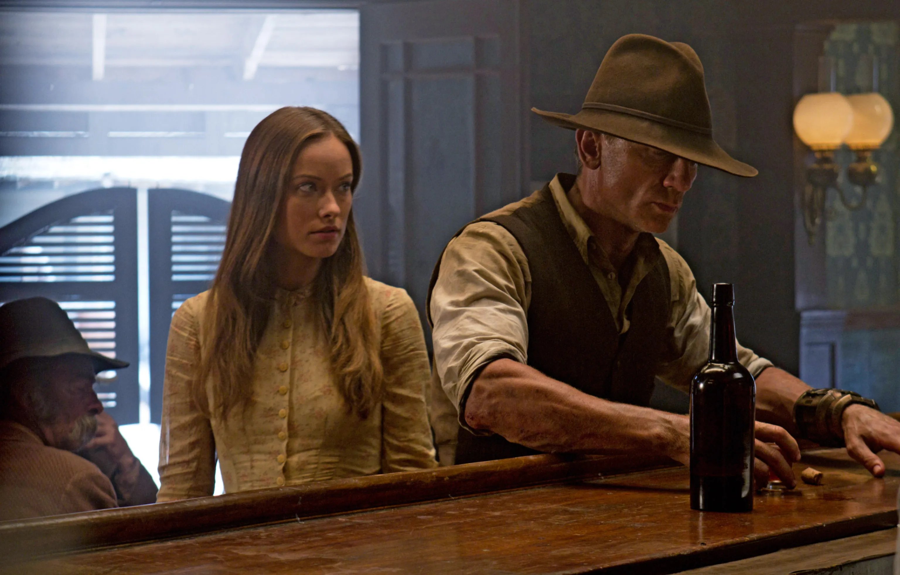 Olivia Wilde and Daniel Craig on "Cowboys & Aliens."