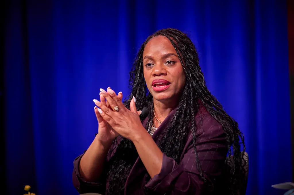Rep. Summer Lee speaking at the Netroots Nation political activist conference.