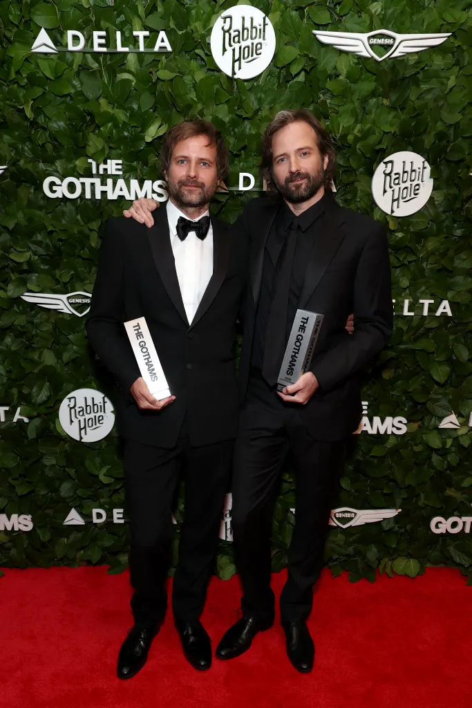 Ross Duffer and Matt Duffer pose with their awards at The 2026 Gotham TV Awards.