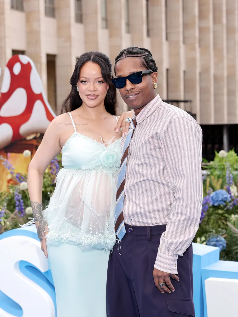 Rihanna and A$AP Rocky attend the "Smurfs" Global Premiere.