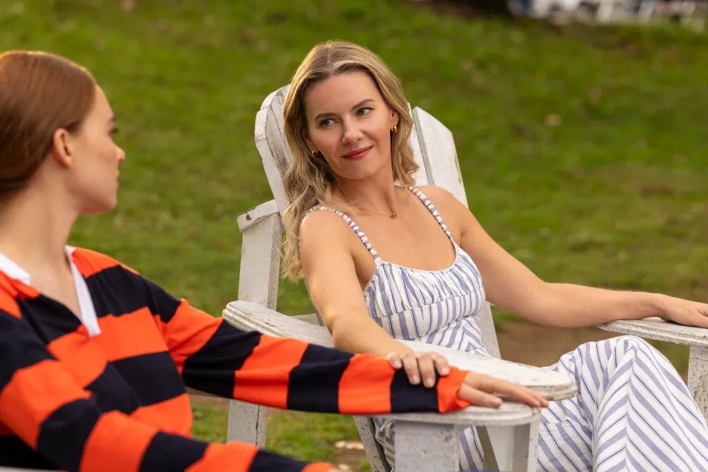 Sadie Soverall as Percy Fraser and Elisha Cuthbert as Sue Florek in "Every Year After - First Look".