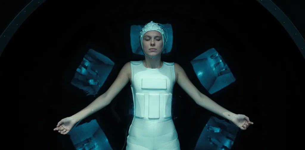 Millie Bobby Brown as Eleven in a sensory deprivation tank from Stranger Things.