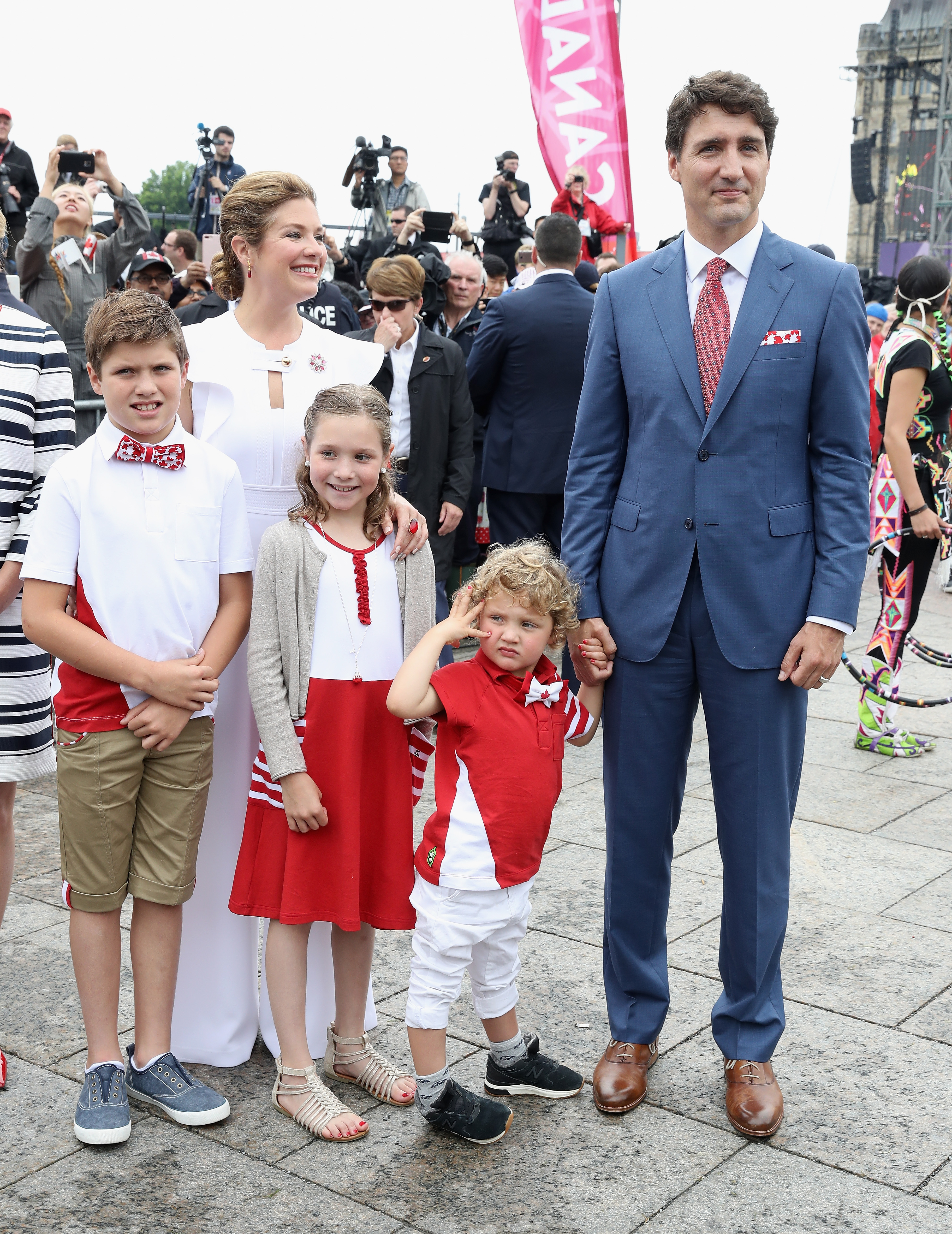Justin Trudeau with estranged wife Sophie and their three kids in 2017