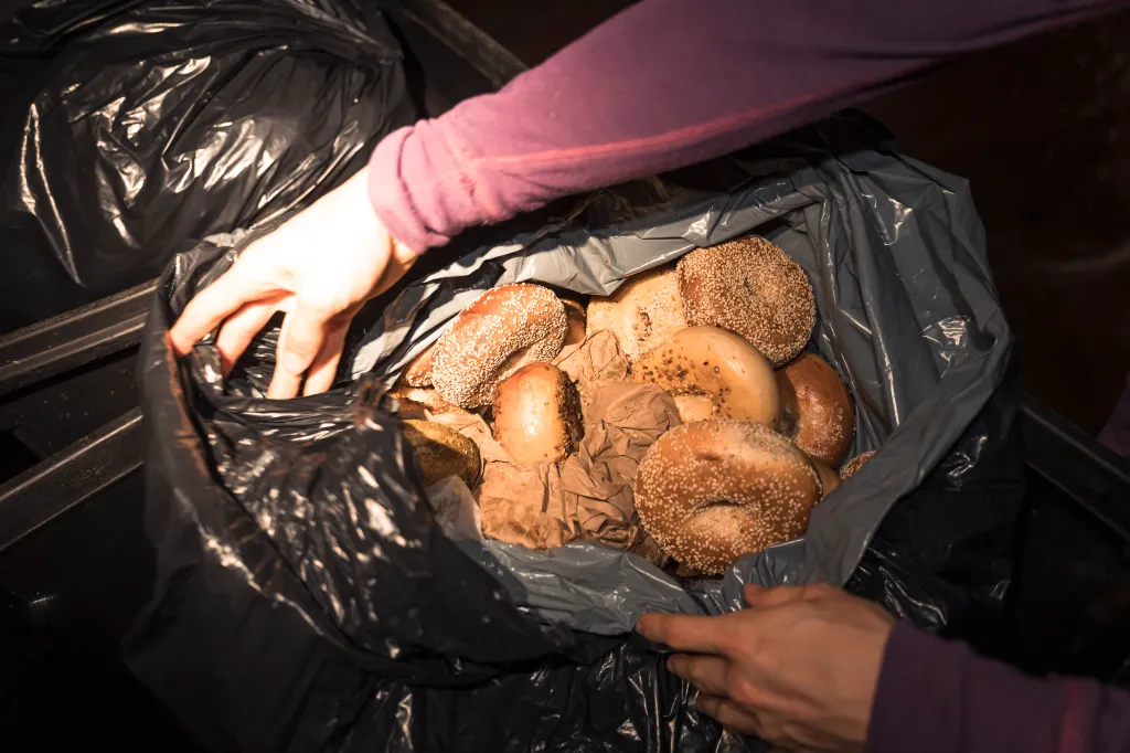 Bagels in the garbage.