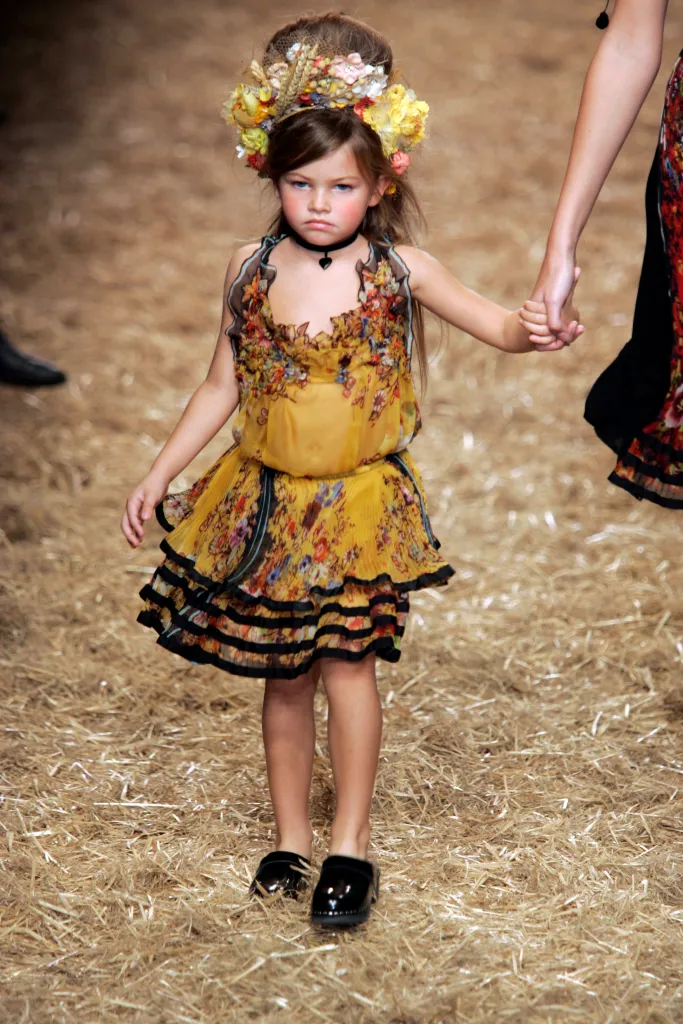 Thylane Blondeau on the runway at Jean Paul Gaultier's show.