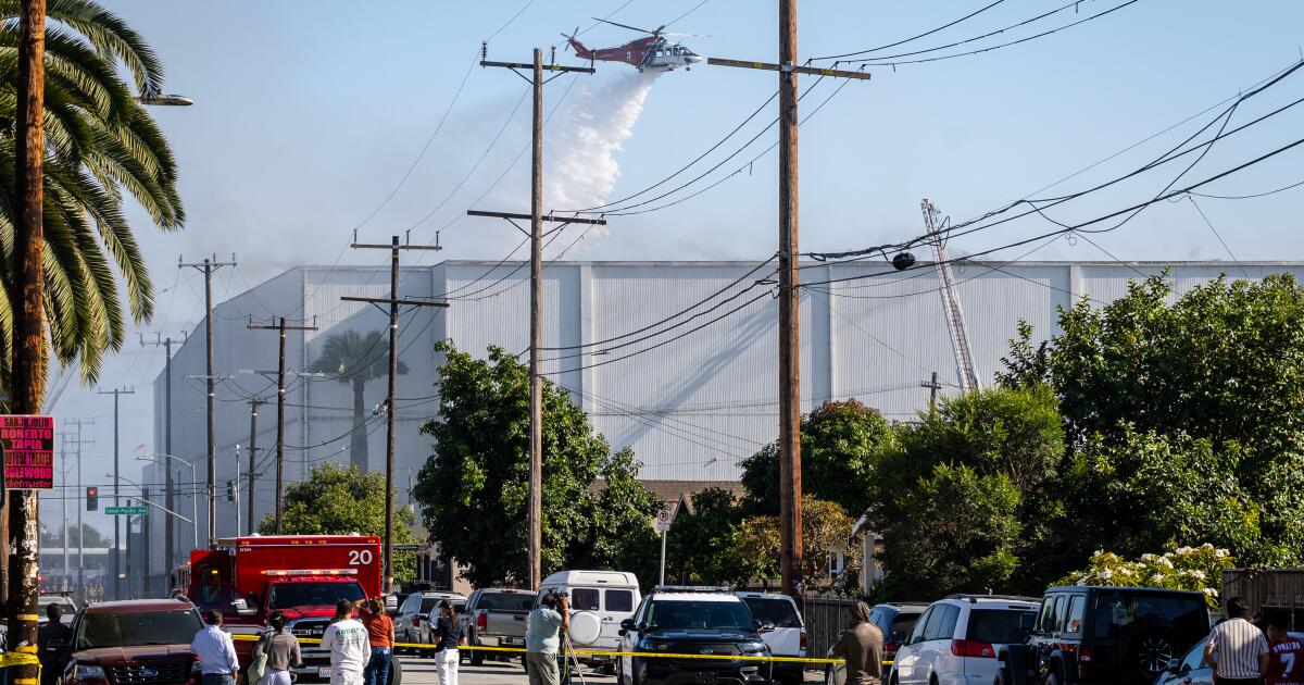 Boyle Heights shelter-in-place order lifted as crews battle cold storage facility fire