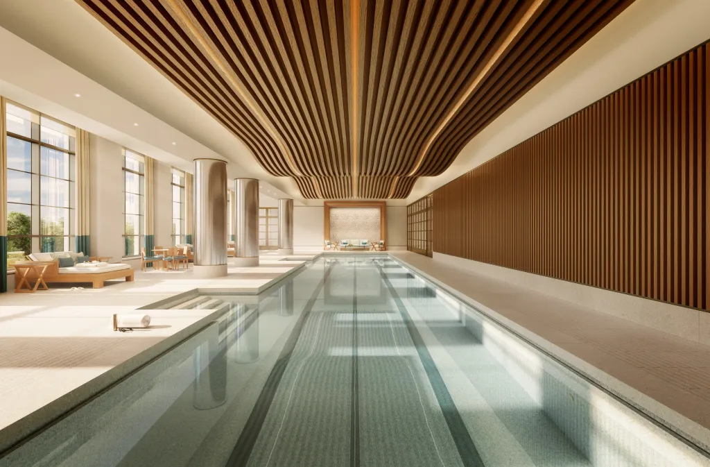 A rendering of the building's pool.