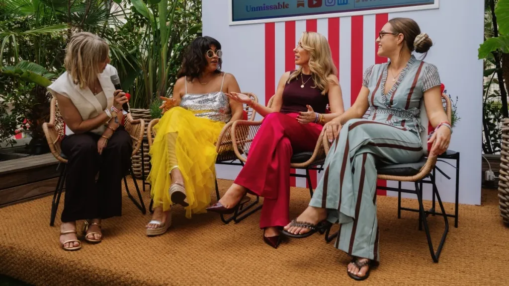 Natalie Winford, Nishma Robb, Becky Owen and Grace Andrews on a panel