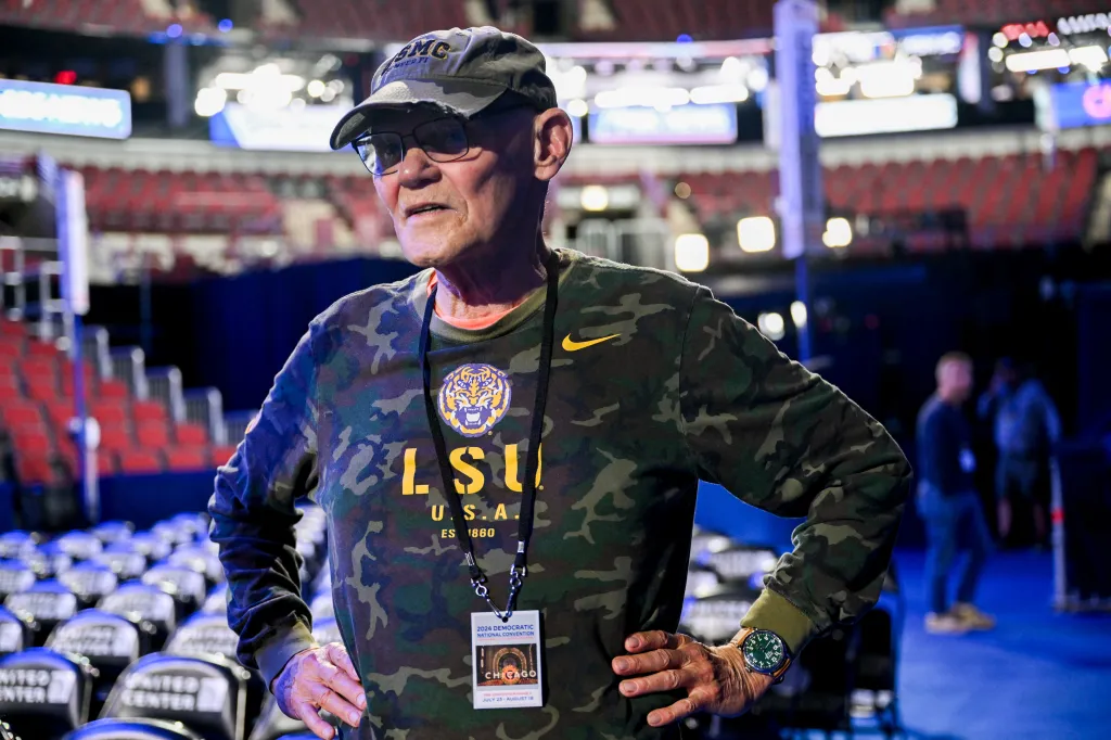 Political commentator James Carville at the United Center in Chicago, ahead of the Democratic National Convention.