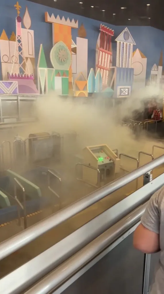 Smoke filling the loading area of the