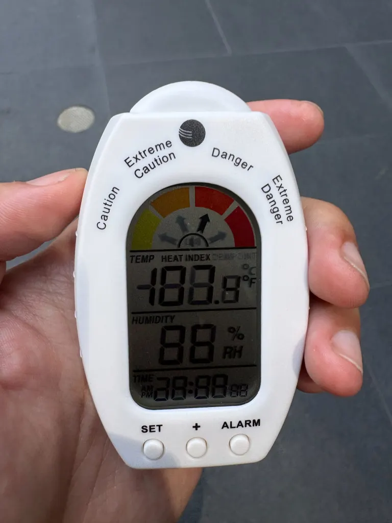 Thermometer reading 107.9 degrees F.
