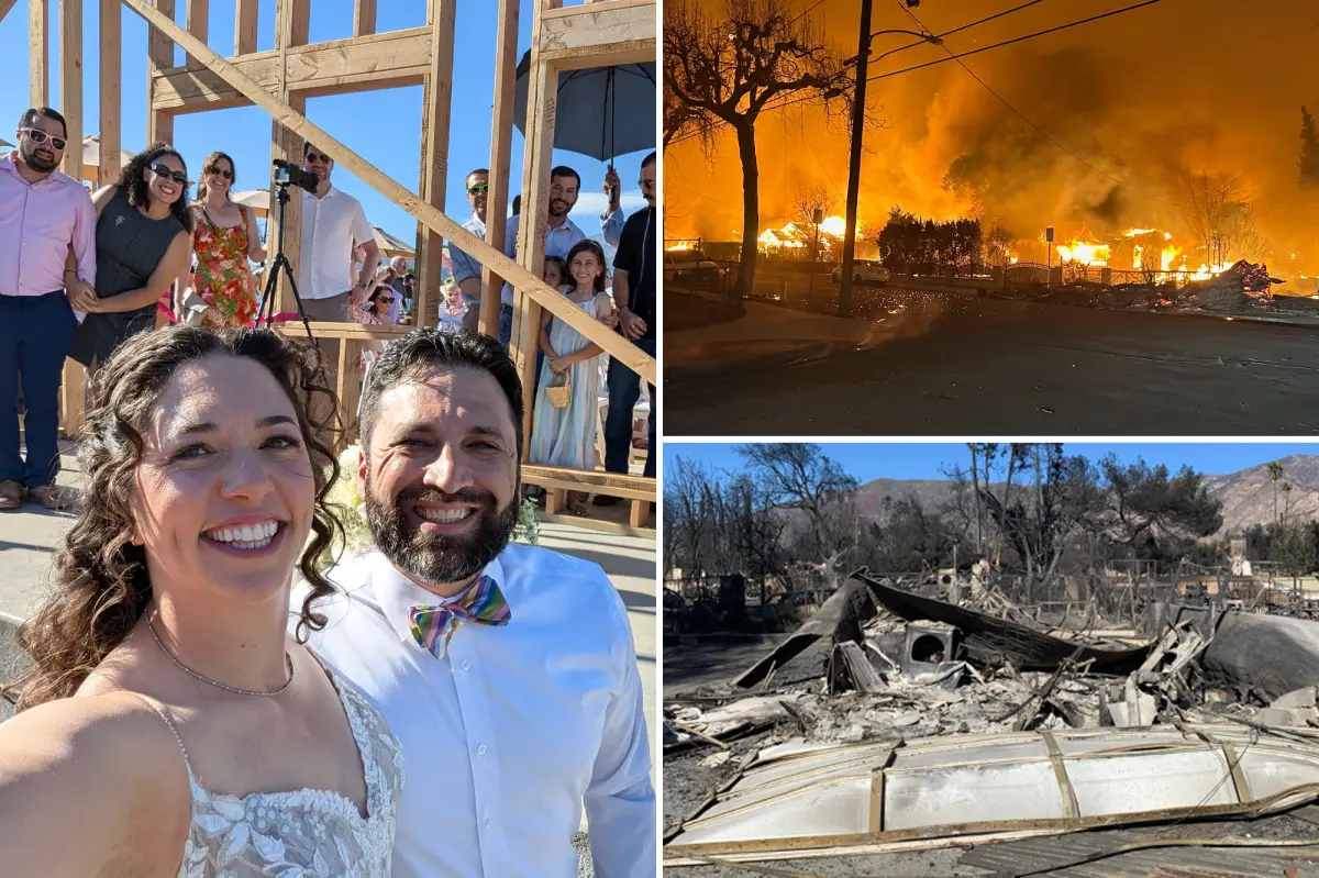 Couple who lost everything in Eaton Fire marries on burned property