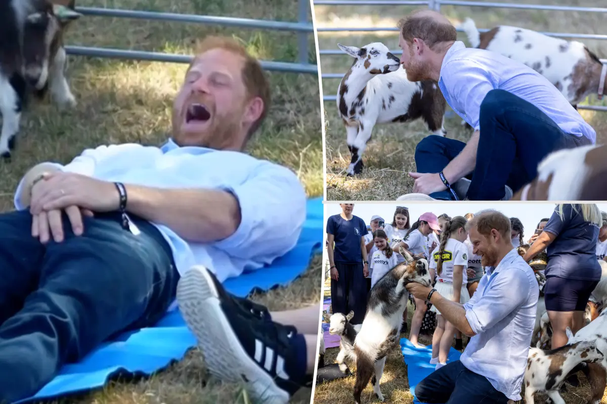 Prince Harry’s crown jewels kicked by clumsy goat during trendy yoga session