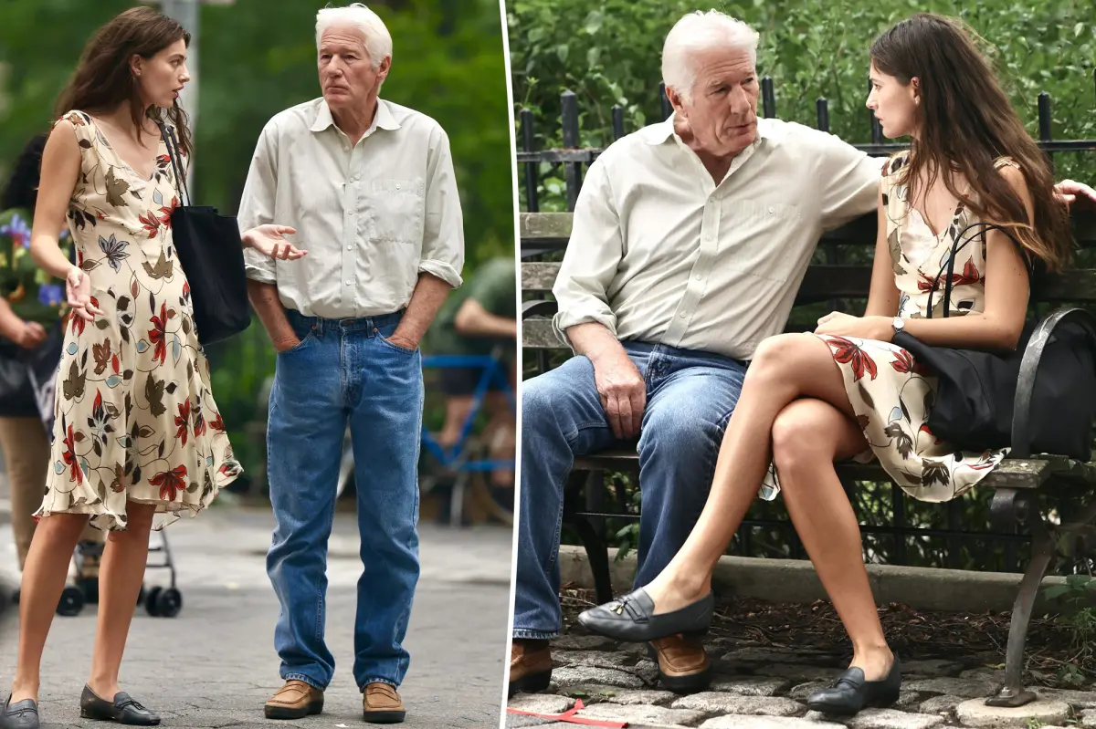 Richard Gere, 76, gets cozy with much-younger onscreen love interest, 28, while filming new movie
