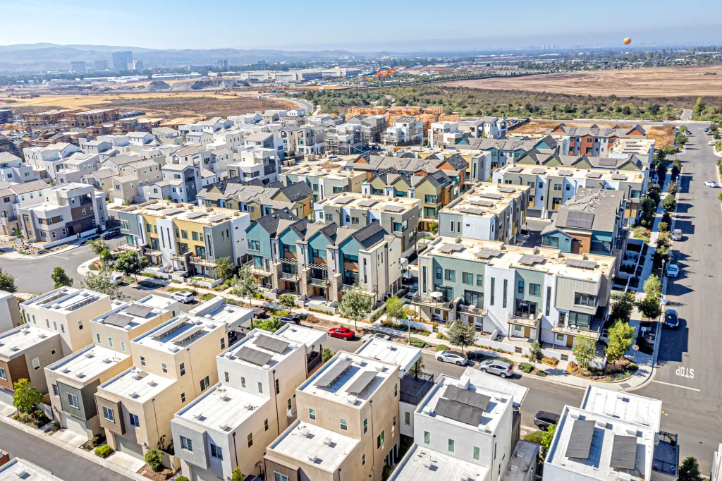 Aerial view of Irvine, California, homes.