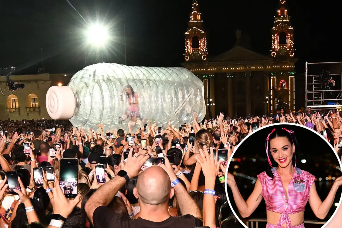 Katy Perry gets trapped inside inflatable bottle during stunt gone wrong at Isle of MTV Malta