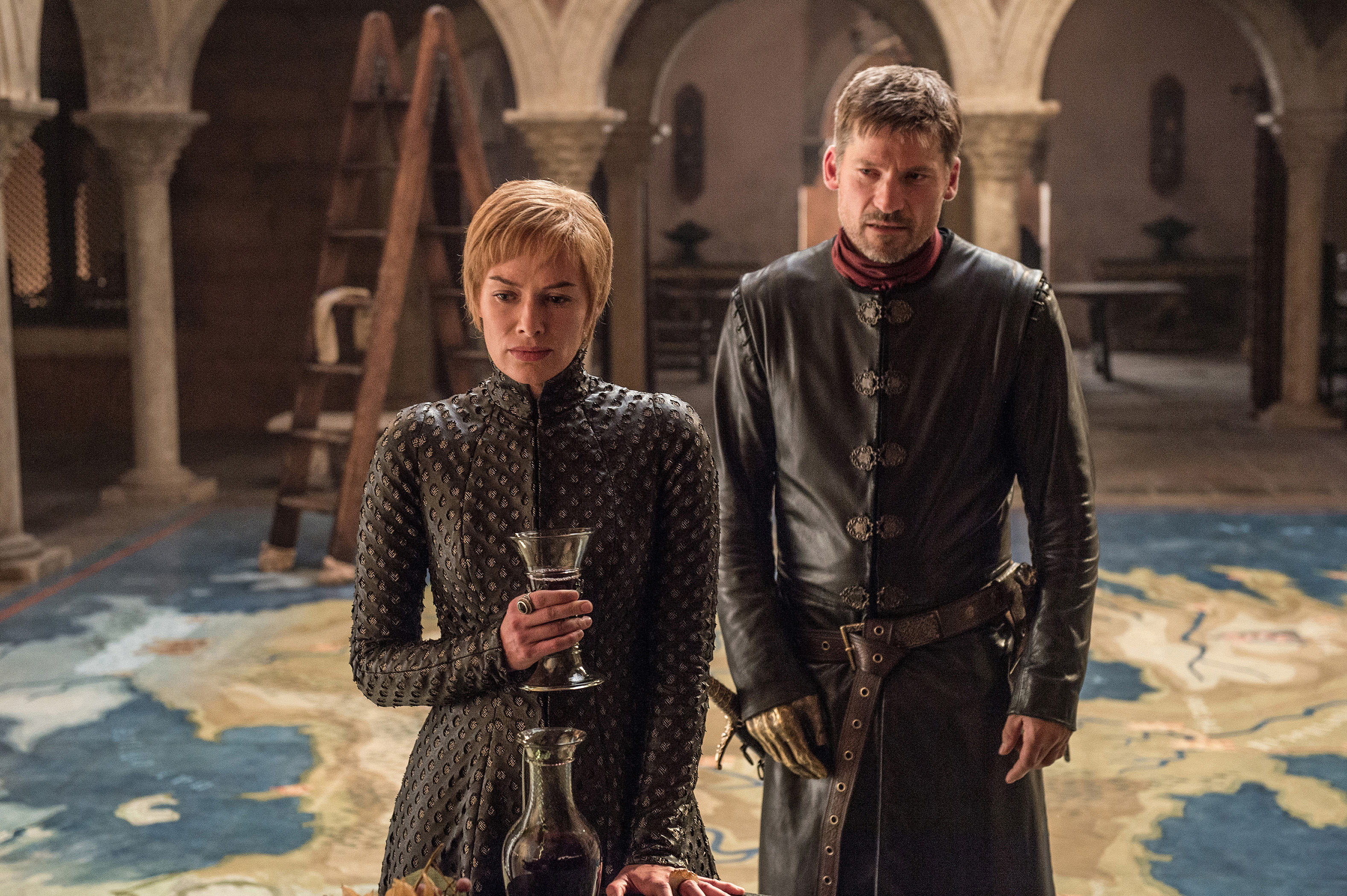 Lena Headey and Nikolaj Coster-Waldau in a scene from season 7 of "Game of Thrones." The two played Cersei and Jaime Lannister in the series.