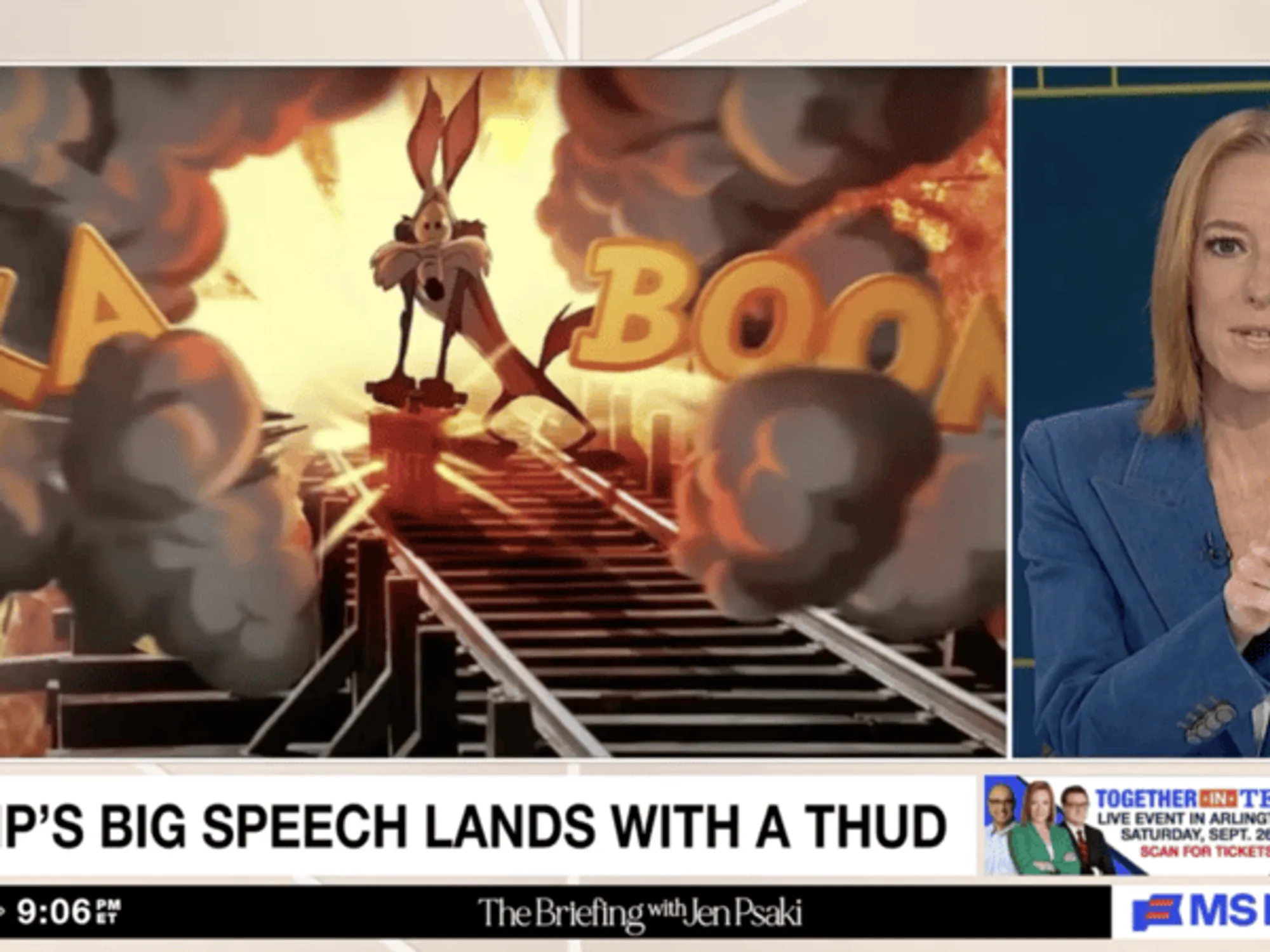 ‘Always blowing himself up’: Trump mocked as Wile E. Coyote by MS NOW’s Jen Psaki