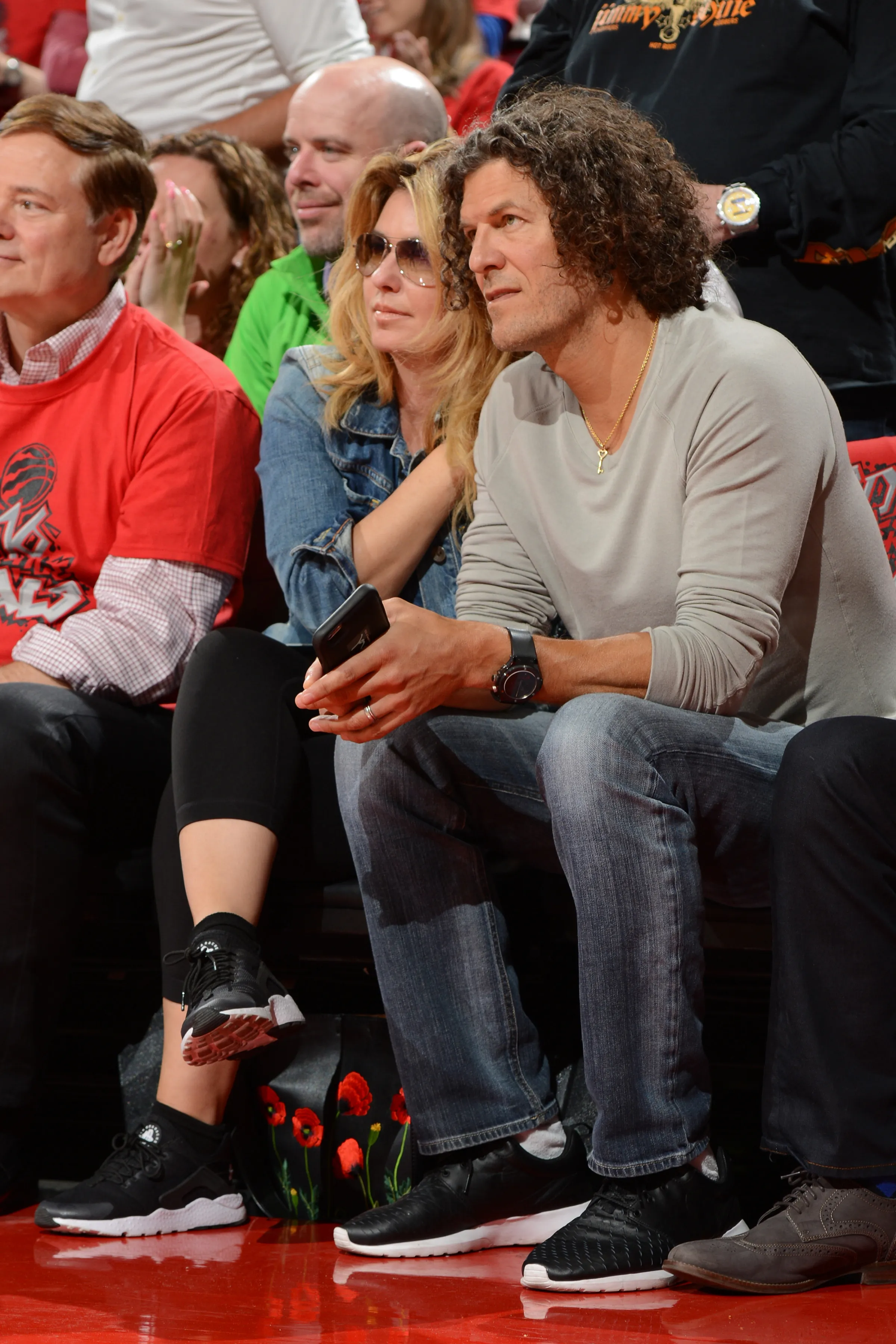 Singer Shania Twain and husband Frederic Thiebaud at an NBA game.