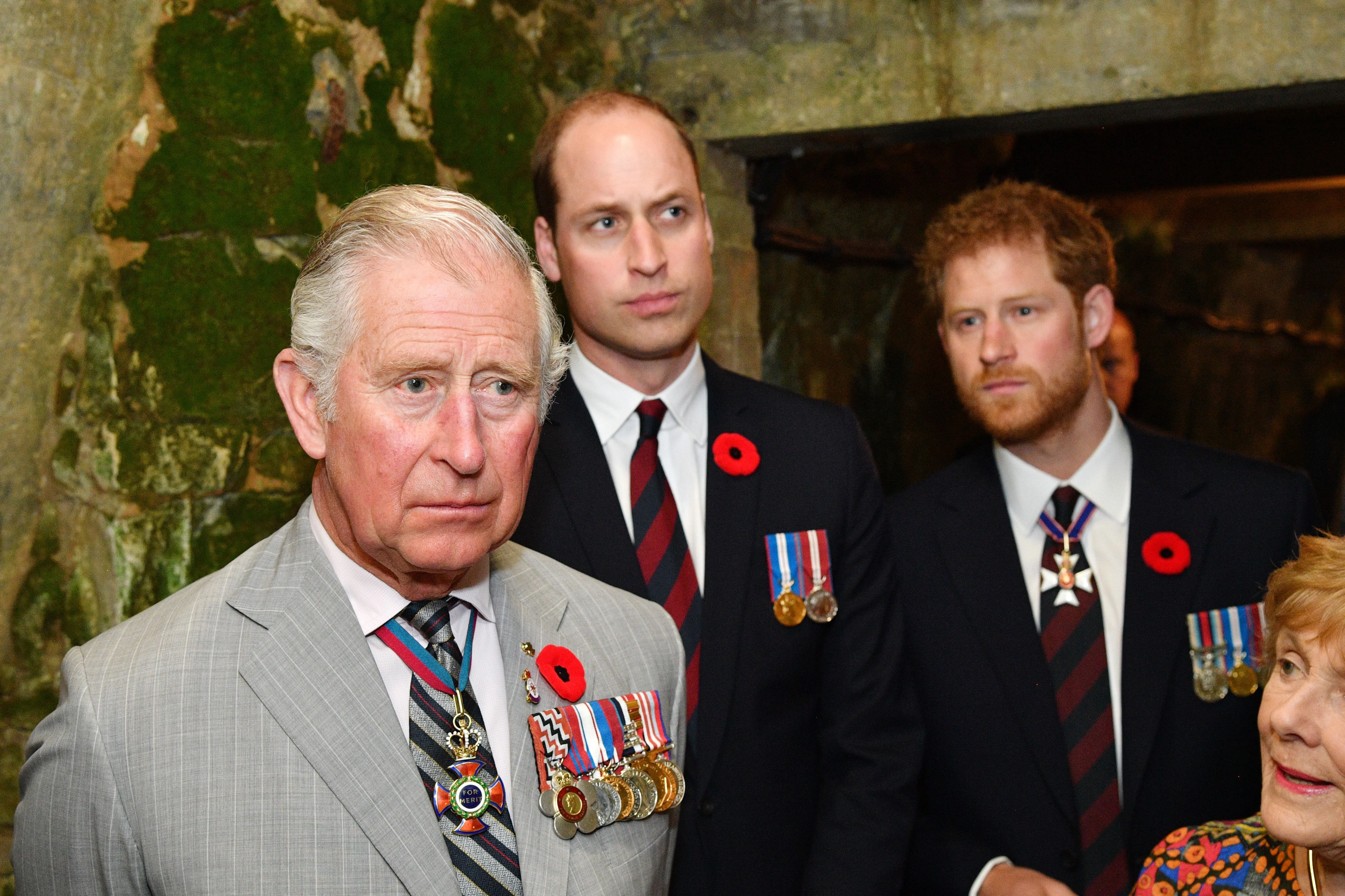 King Charles, Prince William, and Prince Harry attending the centenary service for the Battle of Vimy Ridge.