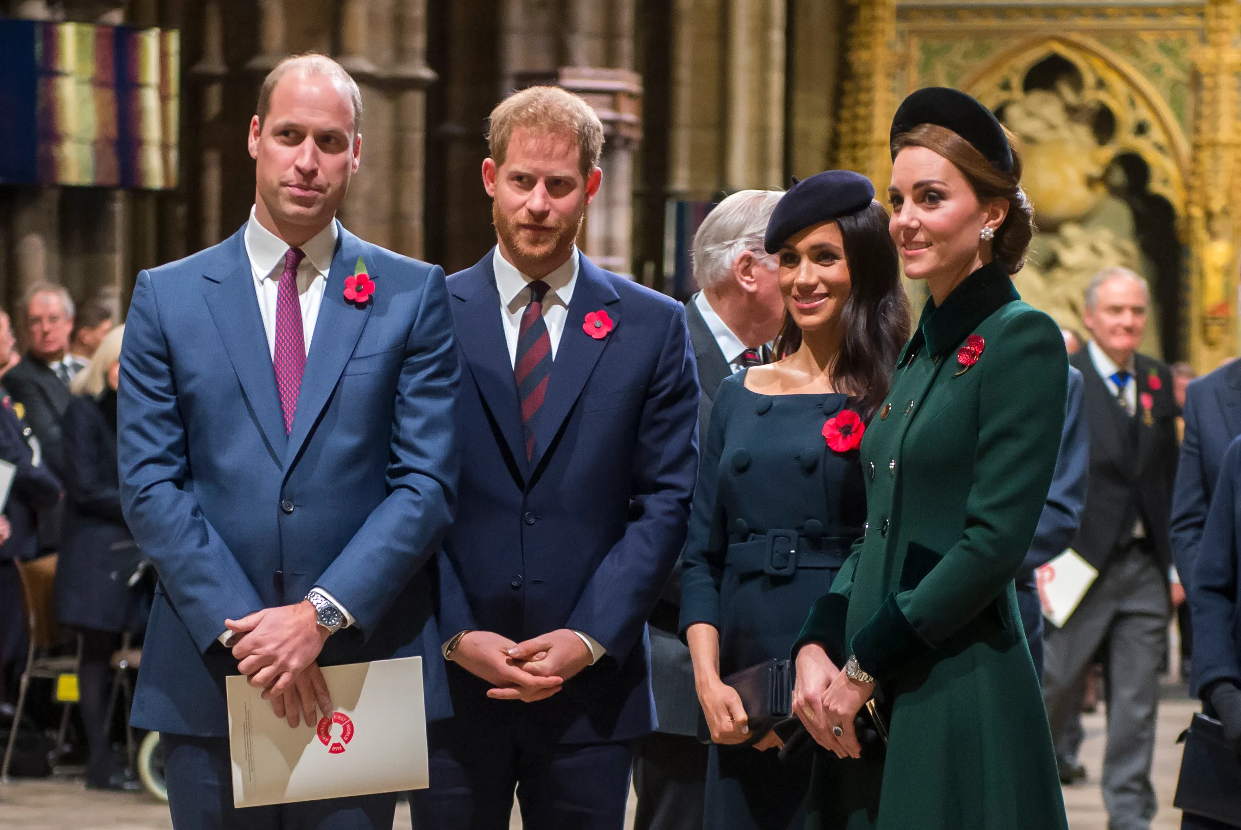 Prince William, Prince Harry, Meghan Markle, and Kate Middleton at an Armistice Day service.