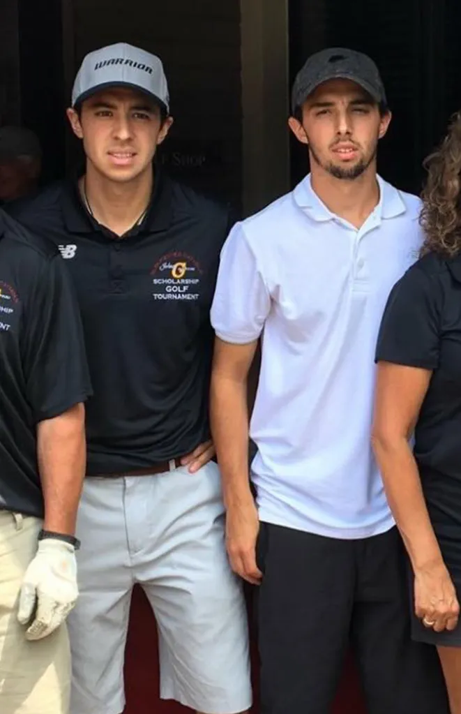 Brothers Johnny and Matthew Gaudreau in casual attire.