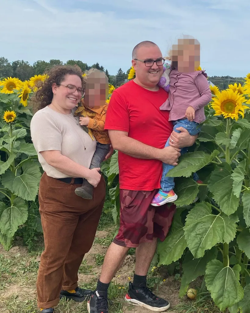 Catherine Beth Washburn with her husband Adam and two kids.