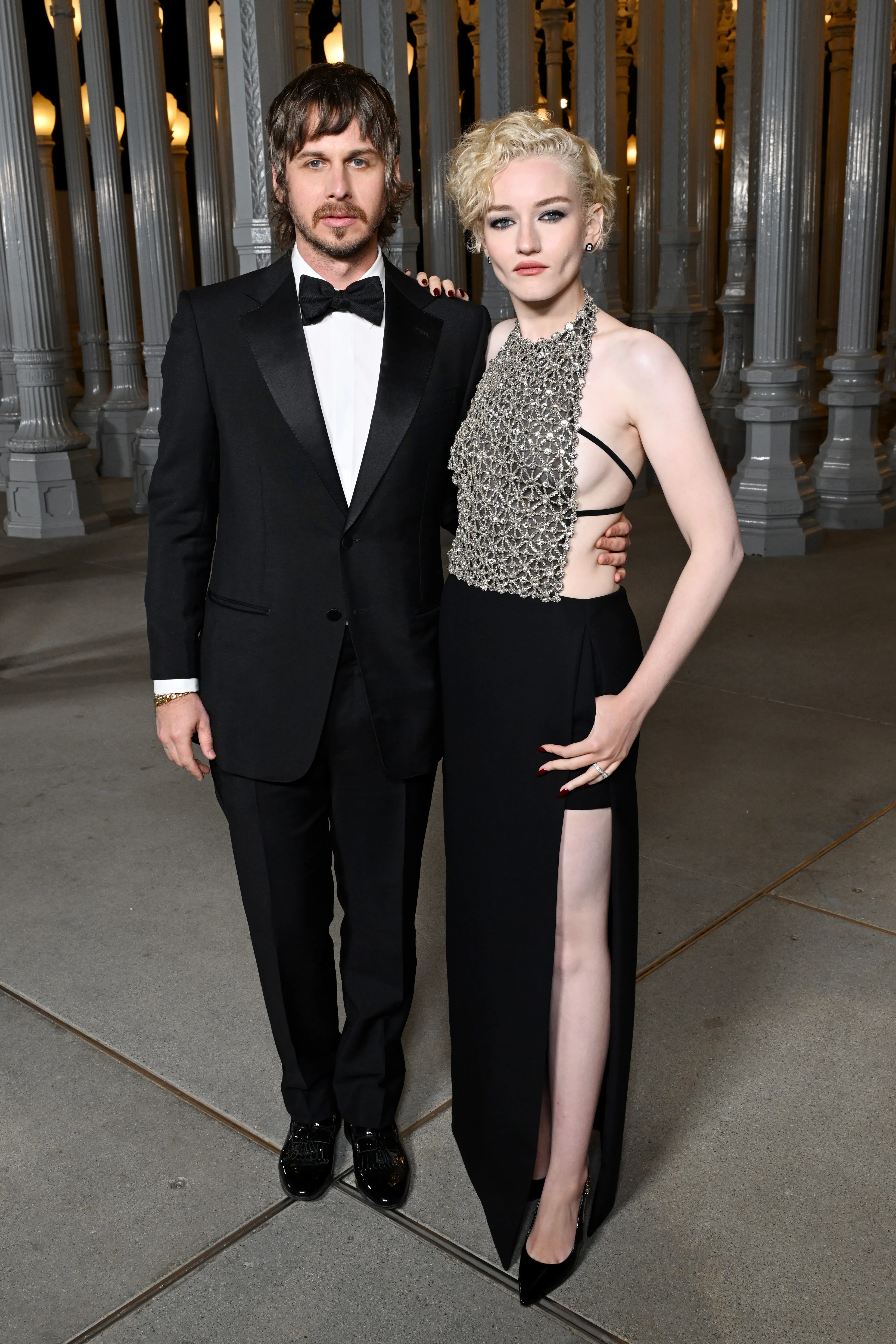 Julia Garner and Mark Foster in Gucci at the 2023 LACMA Art+Film Gala.