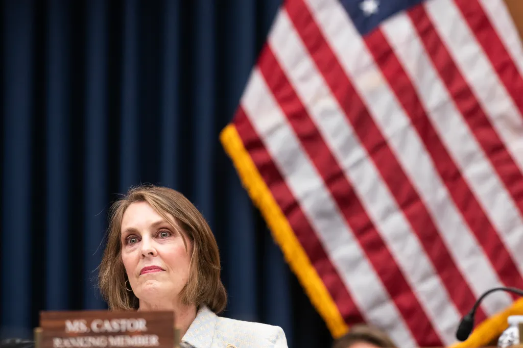 Ranking Member Rep. Kathy Castor (D-FL) speaks during an Oversight and Investigations Subcommittee hearing on "Examining Anti-Doping Measures in Advance of the 2024 Olympics in the Rayburn House Office Building on Capitol Hill on June 25, 2024 in Washington, DC.