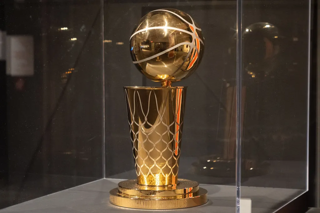 NBA Championship trophy, won by New York Knicks, on display at The Breuer.